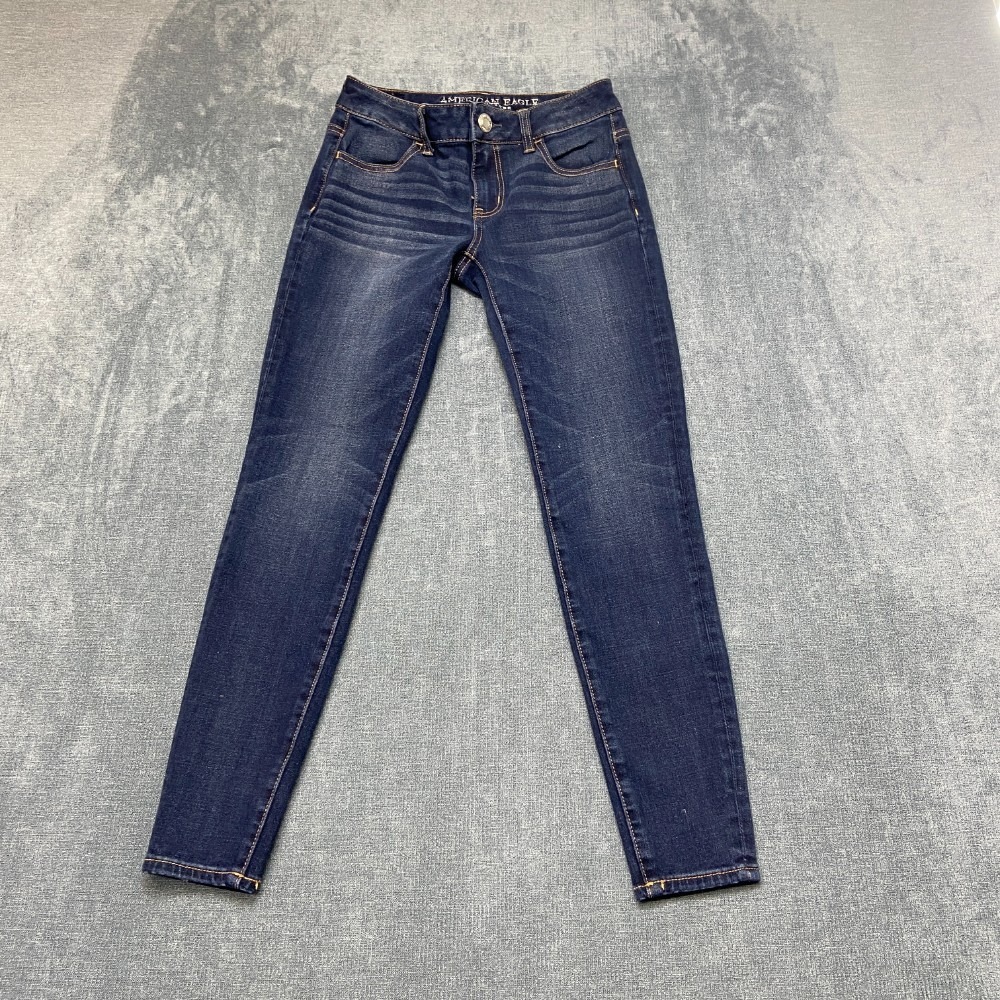 American Eagle Outfitters Super Super Stretch X4 Jeans Women 0 Blue Denim Skinny
